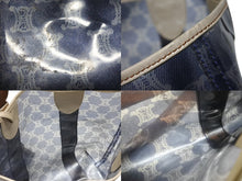 Load image into Gallery viewer, CELINE セリーヌ トートバッグ ハンドバッグ マカダム柄 ブルー ブラウン PVC レザー ビニール 美品 中古 4b008663