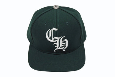 新品未使用 CHROME HEARTS クロムハーツ HAT 6 PANEL CAP ON FIELD BSBL CH刺繍 ベースボールキャップ ONE SIZE グリーン 中古 4b008716
