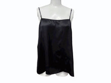 Load image into Gallery viewer, 新品未使用 CHROME HEARTS クロムハーツ SHIRT W A LA MODE シルクキャミソール サイズL ブラック シルバー925 ロゴストラップ 中古 4b008717