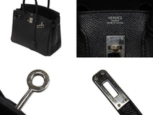 Load image into Gallery viewer, HERMES エルメス バーキン25 ハンドバッグ □N刻印 ヴォーエプソン ブラック P金具 美品 中古 4b008725