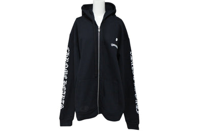 新品未使用 CHROME HEARTS クロムハーツ SWTSHRT U FLC ZP HD ジップフーディー サイズL ブラック スクロールラベルロゴ 中古 4b008743