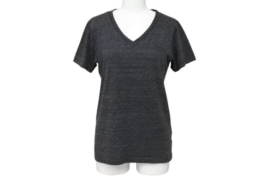 極美品 CHROME HEARTS クロムハーツ BSフレア 半袖VネックTシャツ サイズS チャコール ポリエステル コットン レーヨン 中古 4b008752