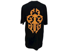 Load image into Gallery viewer, CHROME HEARTS クロムハーツ 半袖Tシャツ サイズM ダガープリント ストライプ ブラック レッド イエロー 美品 中古 4b008753