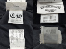 Load image into Gallery viewer, CHROME HEARTS クロムハーツ 半袖Tシャツ サイズM ダガープリント ストライプ ブラック レッド イエロー 美品 中古 4b008753