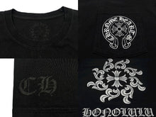 Load image into Gallery viewer, CHROME HEARTS クロムハーツ ホノルル限定 半袖Tシャツ サイズM ホースシュー CHプラス プリント ブラック ホワイト 美品 中古 4b008754