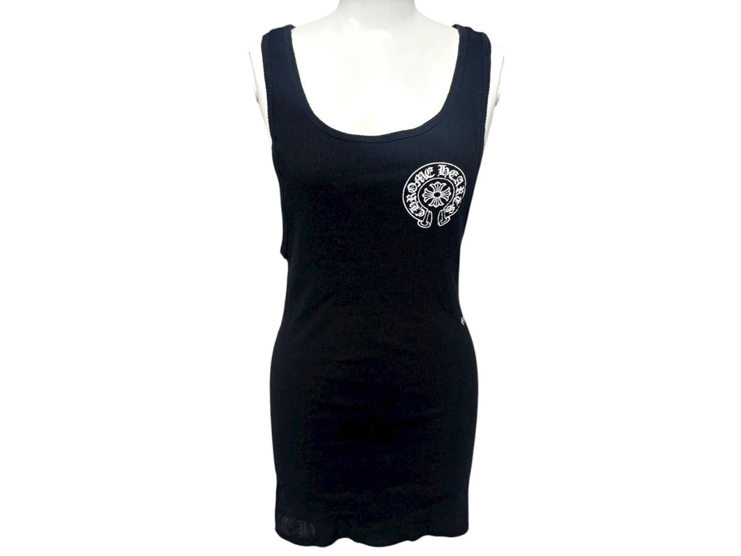 CHROME HEARTS クロムハーツ タンクトップ ノースリーブ サイズM FUCK YOU ホースシュー プリント ブラック 美品 中古 4b008763