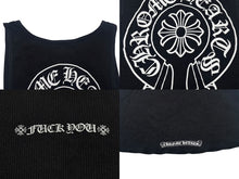 Load image into Gallery viewer, CHROME HEARTS クロムハーツ タンクトップ ノースリーブ サイズM FUCK YOU ホースシュー プリント ブラック 美品 中古 4b008763