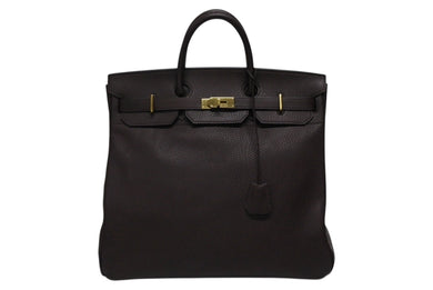 極美品 HERMES エルメス Haut a Courroies オータクロア45 ハンドバッグ フィヨルド ハバナ ゴールド金具 ◻︎B刻印 中古 4b008782