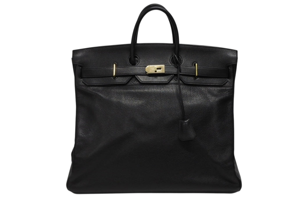 極美品 HERMES エルメス ハンドバッグ オータクロア50 アルデンヌ バーキン ゴールド金具 ブラック ○X刻印 中古 4b008784