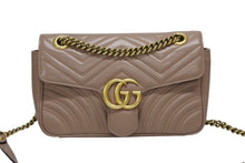 Load image into Gallery viewer, GUCCI グッチ GGマーモント キルティングステッチ チェーンショルダー レザーバッグ 443497 ダスティピンク 美品 中古 4b008787