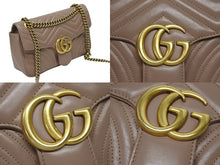 Load image into Gallery viewer, GUCCI グッチ GGマーモント キルティングステッチ チェーンショルダー レザーバッグ 443497 ダスティピンク 美品 中古 4b008787