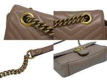 Load image into Gallery viewer, GUCCI グッチ GGマーモント キルティングステッチ チェーンショルダー レザーバッグ 443497 ダスティピンク 美品 中古 4b008787