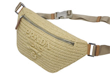 Load image into Gallery viewer, 極美品 PRADA プラダ 24SS クロシェ ベルトバッグ 定価264,000 ラフィア ベージュ ブラウン シルバー金具 中古 4b008795