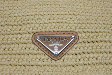 Load image into Gallery viewer, 極美品 PRADA プラダ 24SS クロシェ ベルトバッグ 定価264,000 ラフィア ベージュ ブラウン シルバー金具 中古 4b008795