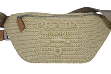 Load image into Gallery viewer, 極美品 PRADA プラダ 24SS クロシェ ベルトバッグ 定価264,000 ラフィア ベージュ ブラウン シルバー金具 中古 4b008795