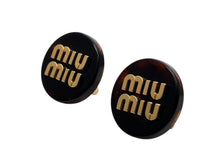 画像をギャラリービューアに読み込む, 極美品 MIUMIU ミュウミュウ イヤリング べっ甲カラー ブラウン ゴールド ロゴ金具 中古 4b008822