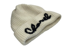 画像をギャラリービューアに読み込む, 極美品 CHANEL シャネル カシミヤ ニットキャップ ビーニー ニット帽 アイボリー ブラック ビーズ 中古 4b008823