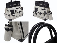 Load image into Gallery viewer, 新品同様 HERMES エルメス オータクロア40 カーゴ ハンドバッグ トワルアッシュ ヴォーエバーカーフ エクリュ ブラック Z刻印 2021年 SV金具 中古 4b008862