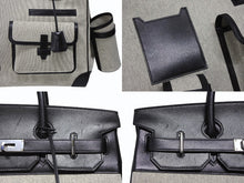 Load image into Gallery viewer, 新品同様 HERMES エルメス オータクロア40 カーゴ ハンドバッグ トワルアッシュ ヴォーエバーカーフ エクリュ ブラック Z刻印 2021年 SV金具 中古 4b008862