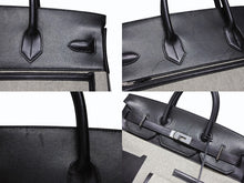 Load image into Gallery viewer, 新品同様 HERMES エルメス オータクロア40 カーゴ ハンドバッグ トワルアッシュ ヴォーエバーカーフ エクリュ ブラック Z刻印 2021年 SV金具 中古 4b008862