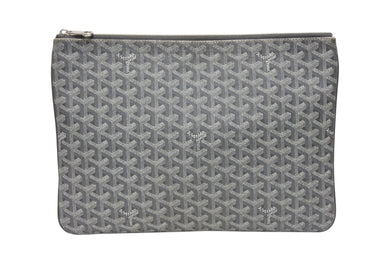 GOYARD ゴヤール セナMGM クラッチバッグ ゴヤールディンキャンバス グレー フランス製 シルバー金具 美品 中古 4b008874