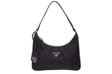 極美品 PRADA プラダ ホーボー ワンショルダー RE-EDITION 2005 トライアングルロゴ ブラック ナイロン シルバー金具 1NE204 中古 4b008878