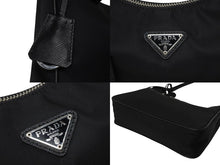 Load image into Gallery viewer, 極美品 PRADA プラダ ホーボー ワンショルダー RE-EDITION 2005 トライアングルロゴ ブラック ナイロン シルバー金具 1NE204 中古 4b008878