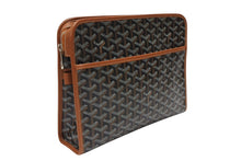 Load image into Gallery viewer, 極美品 GOYARD ゴヤール ジュバンスMM ポーチ クラッチバッグ ゴヤールディンキャンバス カーフスキン ブラウン 中古 4b008881