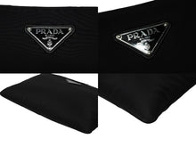 画像をギャラリービューアに読み込む, 極美品 PRADA プラダ チェーンショルダーバッグ トライアングルロゴ 1BF081 ナイロン ブラック シルバー金具 中古 4b008882