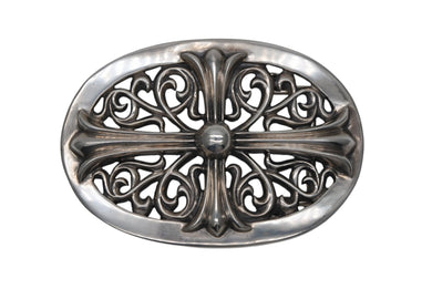 CHROME HEARTS クロムハーツ LARGE BUCKL OVAL CROSS1.5 1.5 ラージ クラシック オーバルクロス バックル 310.0g シルバー 美品 中古 4b008899