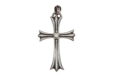 CHROME HEARTS クロムハーツ ラージクロス ベイル ネックレス 重量約40.0g STERLING刻印 スターリングシルバー 美品 中古 4b008909