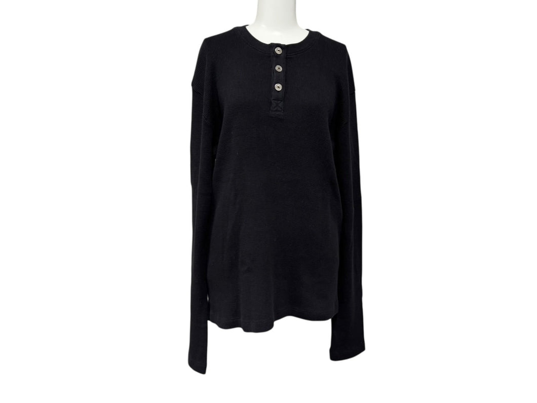 極美品 CHROME HEARTS クロムハーツ SAILIN ON THRML サーマル長袖Tシャツ サイズM ブラック セメタリークロス刺繍 中古 4b008915