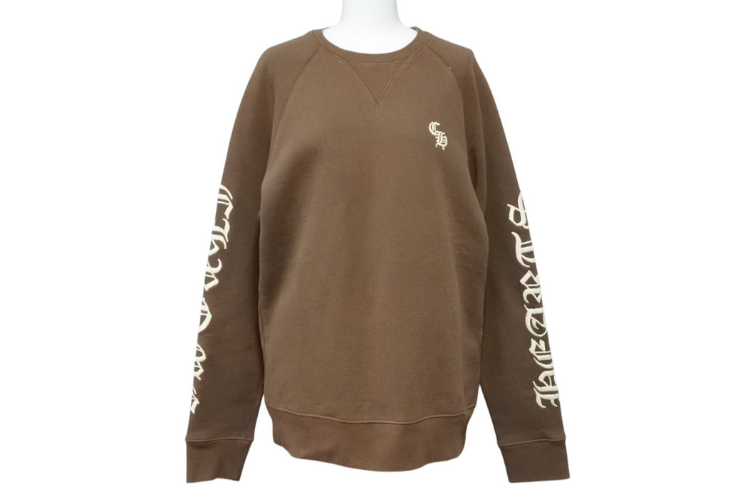 CHROME HEARTS クロムハーツ Y NOT SLO RIDE クルーネックスウェットシャツ サイズM ラグラン ブラウン CHロゴ刺繍 美品 中古 4b008917