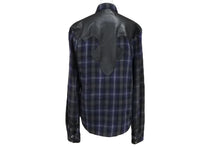 Load image into Gallery viewer, CHROME HEARTS クロムハーツ レザー切り替え 長袖ネルシャツ サイズSM フレアニー クロスボールボタン チェック柄 美品 中古 4b008920