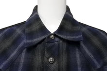 Load image into Gallery viewer, CHROME HEARTS クロムハーツ レザー切り替え 長袖ネルシャツ サイズSM フレアニー クロスボールボタン チェック柄 美品 中古 4b008920