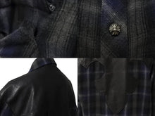 Load image into Gallery viewer, CHROME HEARTS クロムハーツ レザー切り替え 長袖ネルシャツ サイズSM フレアニー クロスボールボタン チェック柄 美品 中古 4b008920