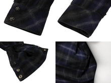 Load image into Gallery viewer, CHROME HEARTS クロムハーツ レザー切り替え 長袖ネルシャツ サイズSM フレアニー クロスボールボタン チェック柄 美品 中古 4b008920
