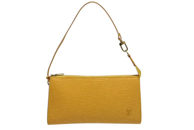 LOUIS VUITTON ルイヴィトン ポシェットアクセソワール エピレザー M52947 タッシリイエロー ゴールド金具 美品 中古 4b008956