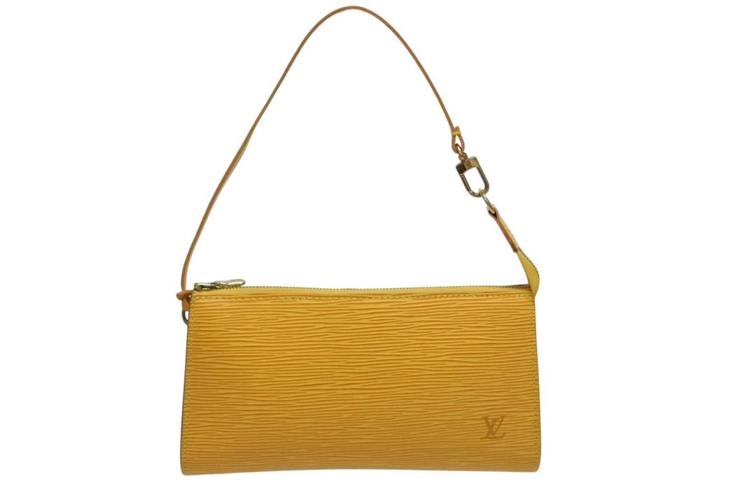 LOUIS VUITTON ルイヴィトン ポシェットアクセソワール エピレザー M52947 タッシリイエロー ゴールド金具 美品 中古 4b008956