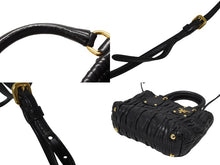 Load image into Gallery viewer, PRADA プラダ プリーツデザイン 2WAY ミニハンドバッグ ショルダーバッグ ロゴ レザー ブラック ゴールド金具 美品 中古 4b008959