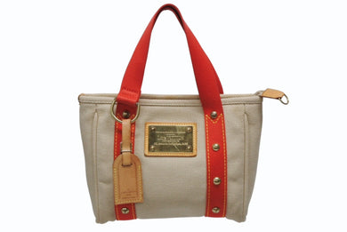 LOUIS VUITTON ルイヴィトン ハンドバッグ アンティグア カバPM M40038 ベージュ レッド 金具 美品 中古 4b008961