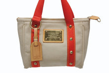 画像をギャラリービューアに読み込む, LOUIS VUITTON ルイヴィトン ハンドバッグ アンティグア カバPM M40038 ベージュ レッド 金具 美品 中古 4b008961