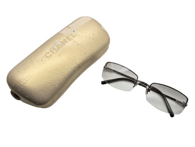 極美品 CHANEL シャネル サングラス リムレス ラインストーン ココマーク 4093-B イタリア製 メタル シルバー金具 サイズ56◻︎16 中古 4b008972