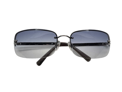 極美品 CHANEL シャネル サングラス メガネ ココマーク リムレス ブルーグレー メタル シルバー金具 サイズ65◻︎15 中古 4b008973