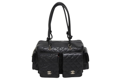 極美品 CHANEL シャネル カンボンライン マルチポケット ワンショルダーバッグ A25173 9番台 ココマーク ブラック シルバー金具 中古 4b008984