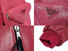 Load image into Gallery viewer, 新品未使用 PRADA プラダ 21AW Oversized Nappa Leather Bomber Jacket ボンバージャケット 58A079 サイズ38 ピンク 中古 4b008986