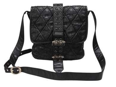 極美品 CHROME HEARTS クロムハーツ G BENDER バッグ ショルダーバッグ セメタリー クロスパッチ BS フレア ローラーベルト 中古 4b008993