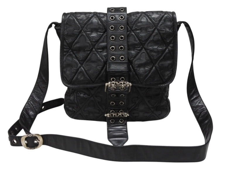 極美品 CHROME HEARTS クロムハーツ G BENDER バッグ ショルダーバッグ セメタリー クロスパッチ BS フレア ローラーベルト 中古 4b008993