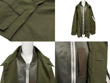 Load image into Gallery viewer, 極美品 SACAI サカイ ミリタリージャケット MA1 ドッキング 23-03239M コットン ナイロン カーキ オレンジ サイズ3 中古 4b009022
