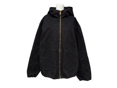 極美品 LOUIS VUITTON ルイヴィトン 22AW ジップアップフーディー パーカー RM222M OK4 HNA10W サイズ56 モノグラム ブラック 中古 4b009023